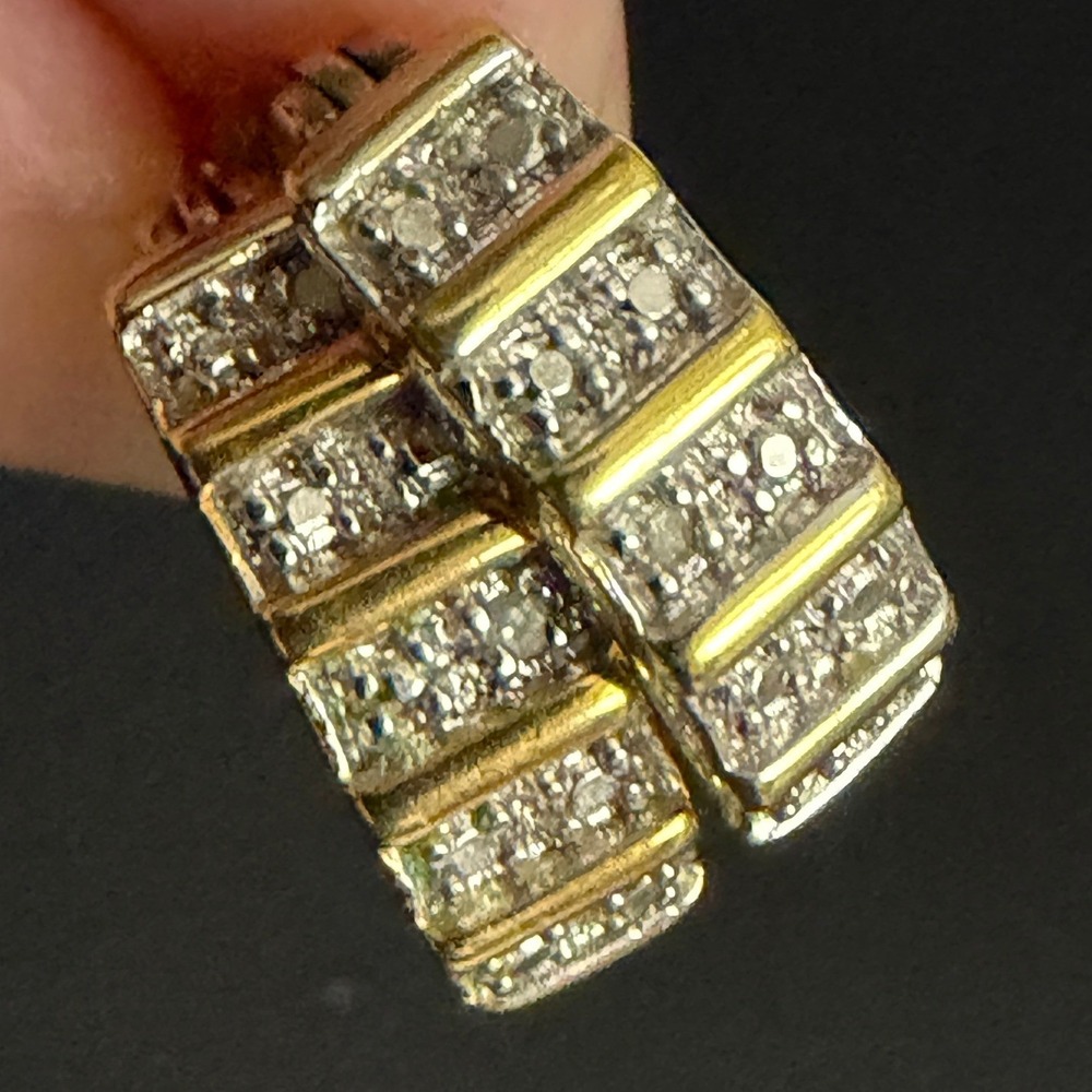 Vintage Rhinestone Hoop Earrings Gold Tone